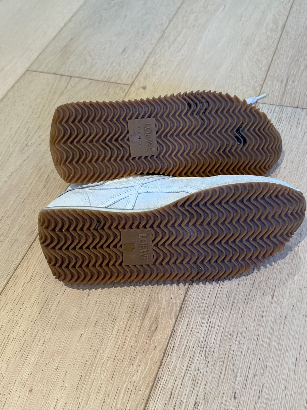 Loewe Cream Suede & Gum Rubber Low-Top Sneakers - Picture 3 of 5